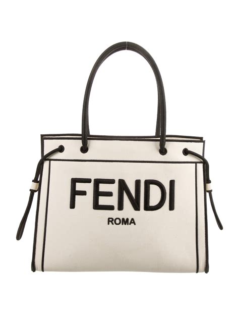 fendi black canvas bag|fendi roma canvas tote.